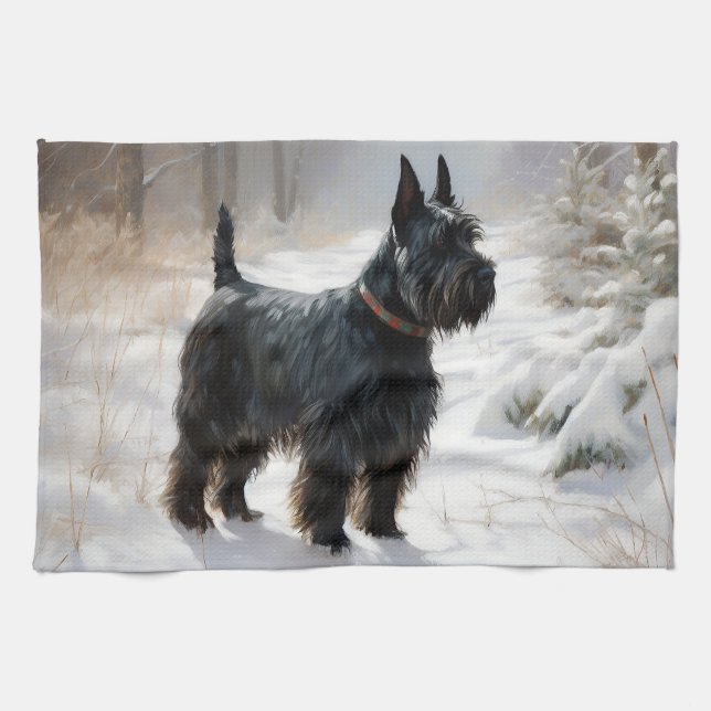 Paño De Cocina Navidades de Scottish Terrier Let It Snow (Horizontal)