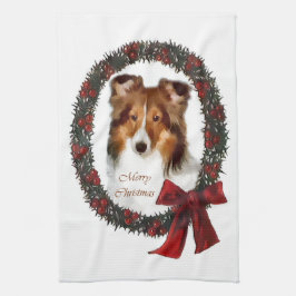 Paño De Cocina Navidades de Shetland Sheepdog Sheltie