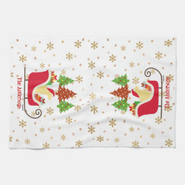 Paño De Cocina Navidades de Silhouette de Labrador Amarillo Sleig