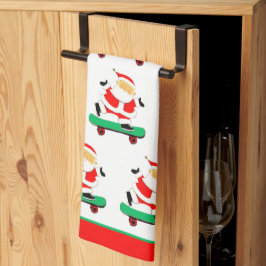 Paño De Cocina Navidades de Skateboarding de Santa