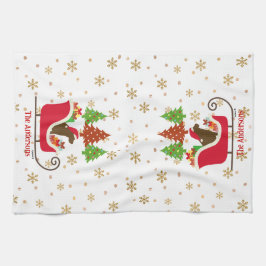 Paño De Cocina Navidades de Sleigh de Chocolate Labrador Silhouet