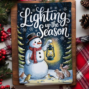 Paño De Cocina Navidades de Snowman iluminan la temporada