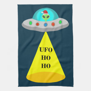 Paño De Cocina Navidades de UFO Ho Ho Alien volador
