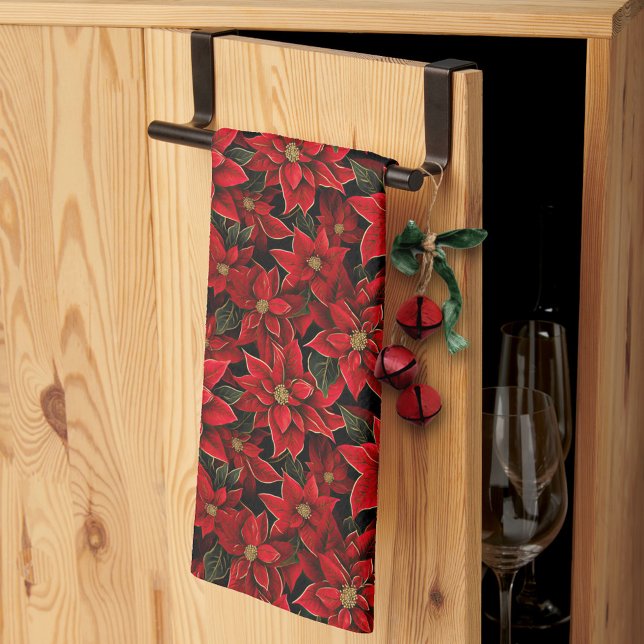 Paño De Cocina Navidades de vacaciones rojas Patrón de puninsetti (Subido por el creador)