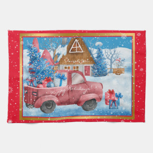 Paño De Cocina Navidades de vacaciones rojas Personalizar de cami