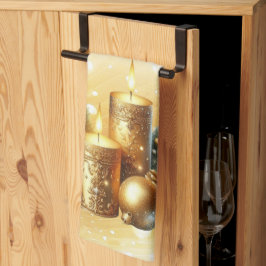 Paño De Cocina Navidades de Velas de Oro Cocina de vacaciones Toa