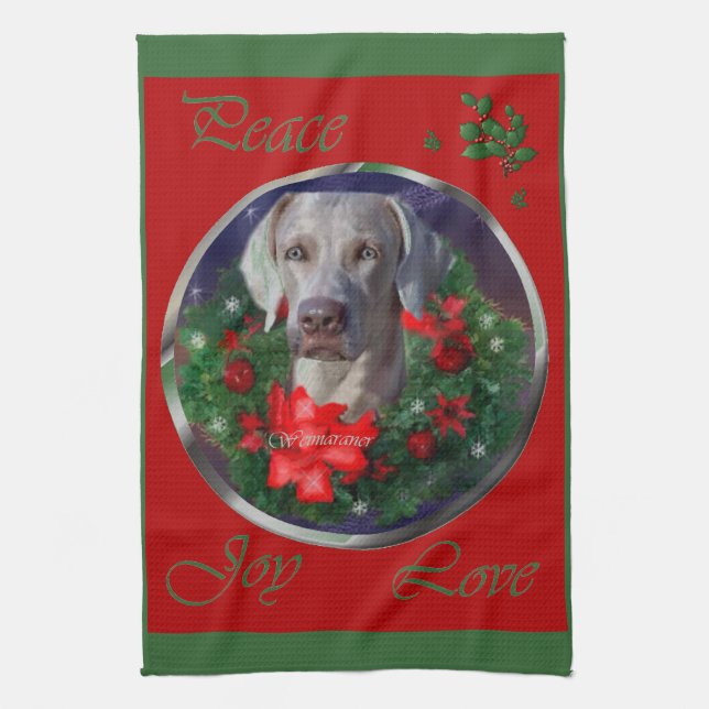 Paño De Cocina Navidades de Weimaraner (Vertical)