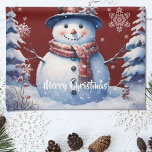 Paño De Cocina Navidades de Winter Forest Snowman | Roja<br><div class="desc">Añada un toque encantador a su cocina esta temporada de vacaciones con una toalla de cocina navideña de Navidades de invierno rojo. El diseño de las toallas de cocina incluye un bonito muñeco de nieve con un bonito sombrero superior y una bufanda parados en una escena de bosque invernal con...</div>