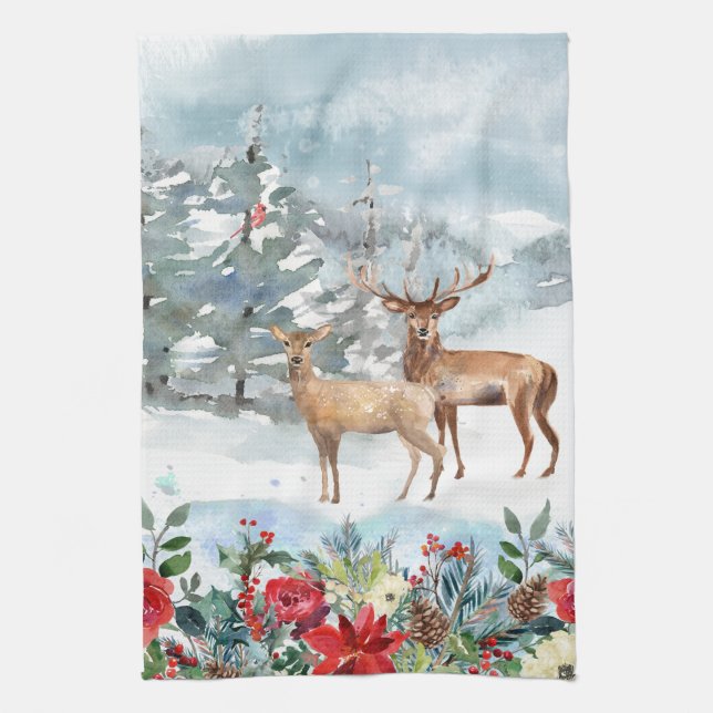 Paño De Cocina Navidades de Woodland Deer (Vertical)