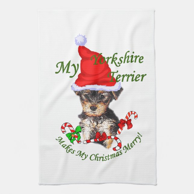 Paño De Cocina Navidades de Yorkshire Terrier (Vertical)
