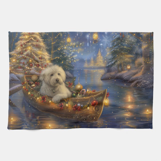 Paño De Cocina Navidades del Coton De Tulear: Viaje festivo (Horizontal)