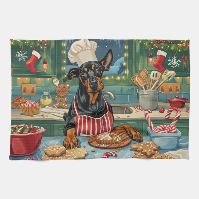Paño De Cocina Navidades del Festival Doberman Pinscher Holiday B (Horizontal)