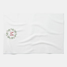 Paño De Cocina Navidades del Monograma Wreath Holly Berries Holid