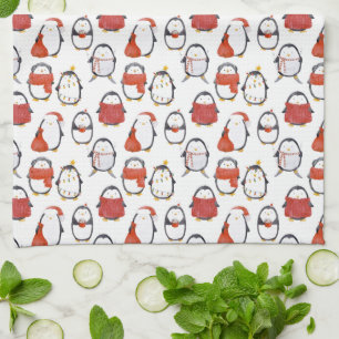 Paño De Cocina Navidades del patrón de pingüinos festivos