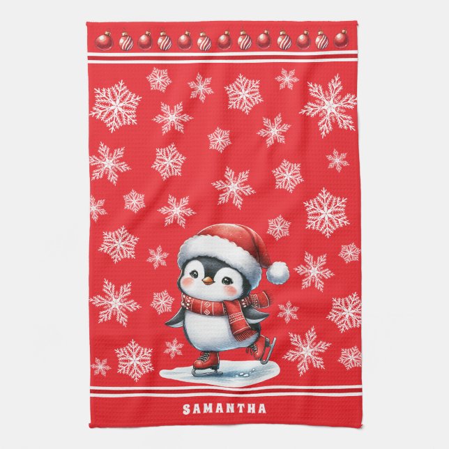 Paño De Cocina Navidades del Personalizado Rojo Festividad del Pa (Vertical)