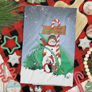 Paño De Cocina Navidades del Pingüino Dragon del Polo Norte