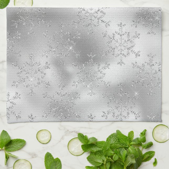 Paño De Cocina Navidades del Purpurina Glitzy Snowflakes (Doblado)