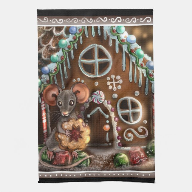 Paño De Cocina Navidades del ratón Gingerbread  (Vertical)
