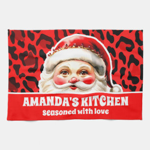 Paño De Cocina Navidades del Retro Santa Claus del Leopardo Rojo