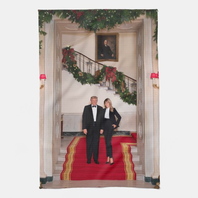 Paño De Cocina Navidades detienen al presidente Donald Trump y Me (Vertical)