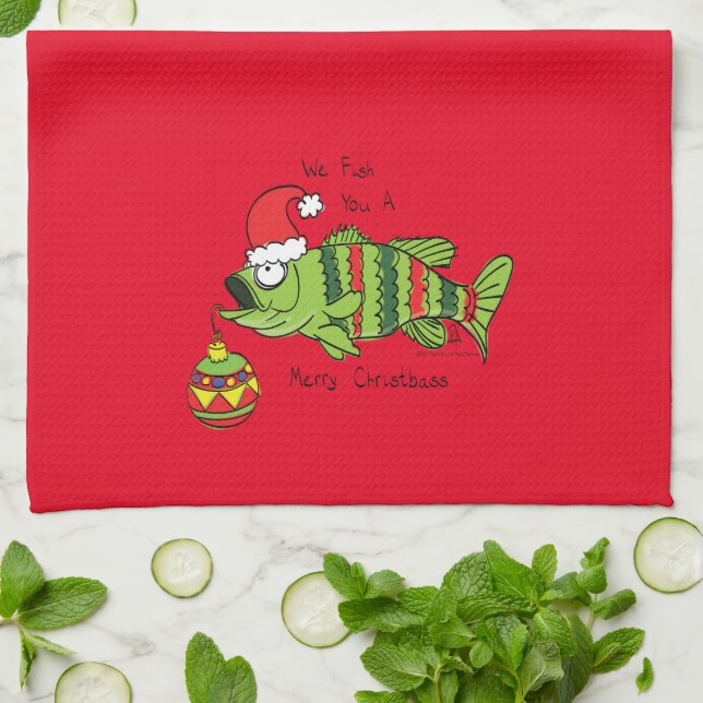 Paño De Cocina Navidades divertidos Personalizado de pescado de p (Doblado)