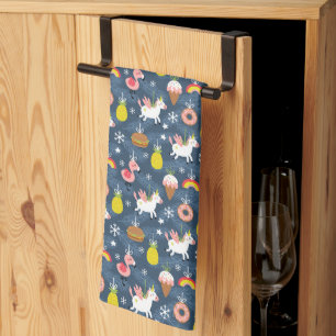 Paño De Cocina Navidades divertidos Unicornio y el patrón de flam