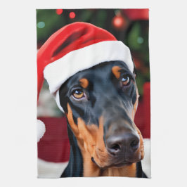 Paño De Cocina Navidades Doberman