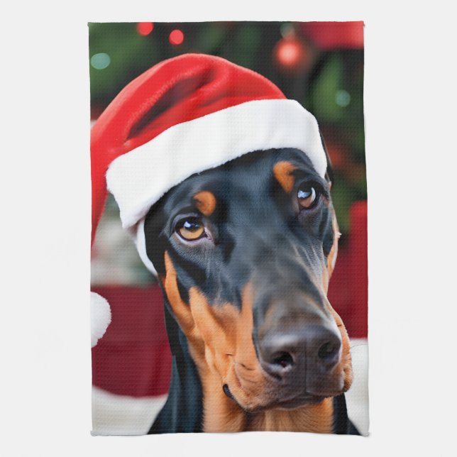 Paño De Cocina Navidades Doberman (Vertical)