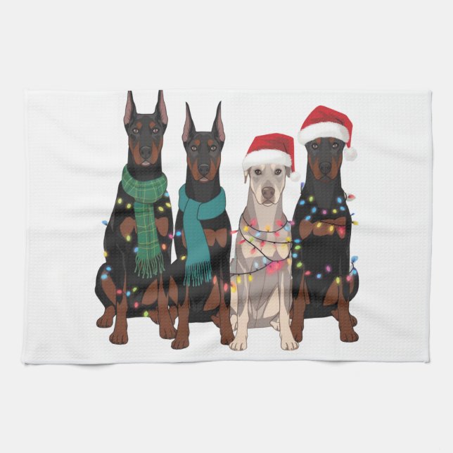 Paño De Cocina Navidades Doberman Lover Dog Mom Holiday (Horizontal)