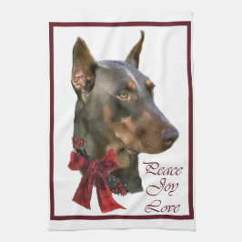 Paño De Cocina Navidades Doberman Pinscher