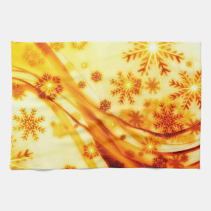 Paño De Cocina Navidades dorados copos de nieve