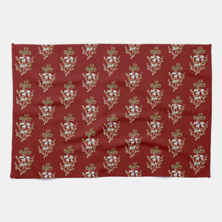 Paño De Cocina Navidades elegantes Patrón Mistletoe en rojo