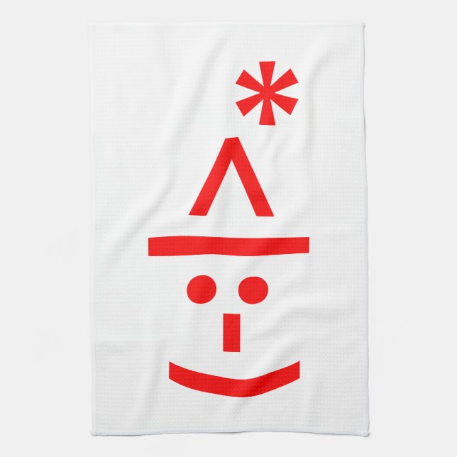 Paño De Cocina Navidades Elf Emoticon Xmas ASCII Texto Arte (Vertical)