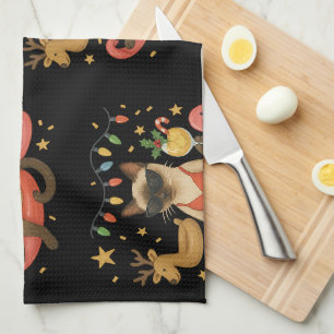 Paño De Cocina Navidades en julio para los gatos siameses amantes