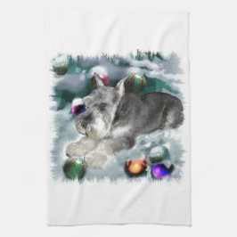 Paño De Cocina Navidades en miniatura de Schnauzer
