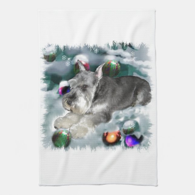 Paño De Cocina Navidades en miniatura de Schnauzer (Vertical)