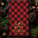 Paño De Cocina Navidades en Monograma de Buffalo Plaid Merry Chri<br><div class="desc">Buffalo Plaid Merry Christmas Monograma decoración Navidades toalla de mano</div>