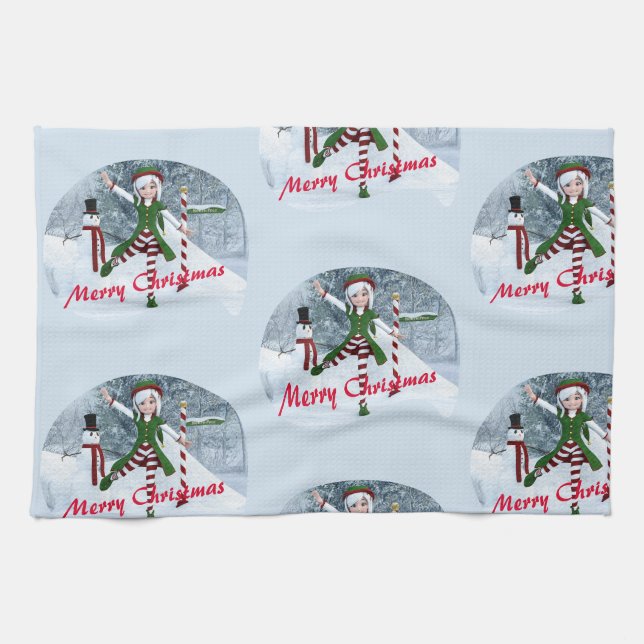 Paño De Cocina Navidades en un bosque de invierno (Horizontal)