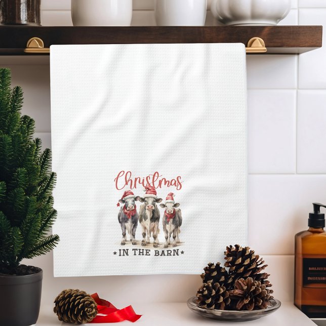 Paño De Cocina Navidades en vacas rusticas de granero en Santa Ha (Subido por el creador)