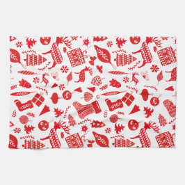 Paño De Cocina Navidades escandinavos Festividad blanca roja