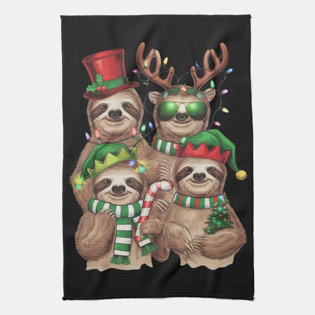 Paño De Cocina Navidades eslovacos Merry Slothmas Sloth Lover Reg (Vertical)