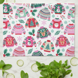 Paño De Cocina Navidades feos sudan con Papá Noel y renos