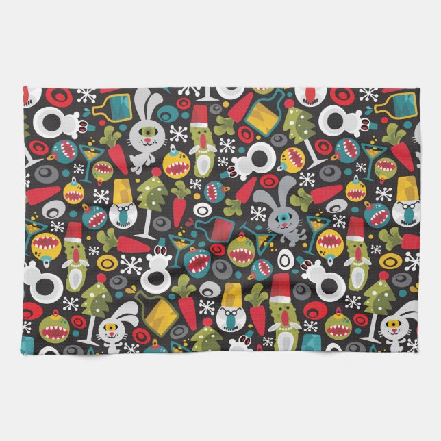 Paño De Cocina Navidades feos y Año Nuevo feliz (Horizontal)