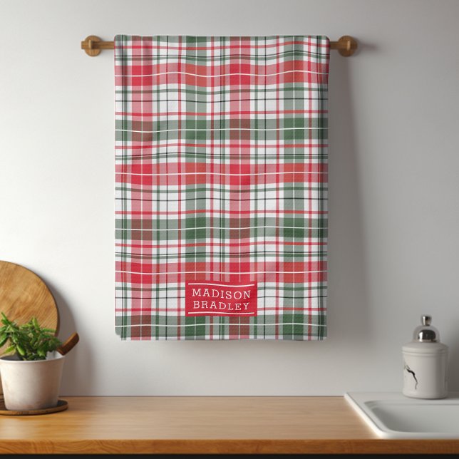 Paño De Cocina Navidades festivos Holiday Tartán Nombre personali (Subido por el creador)