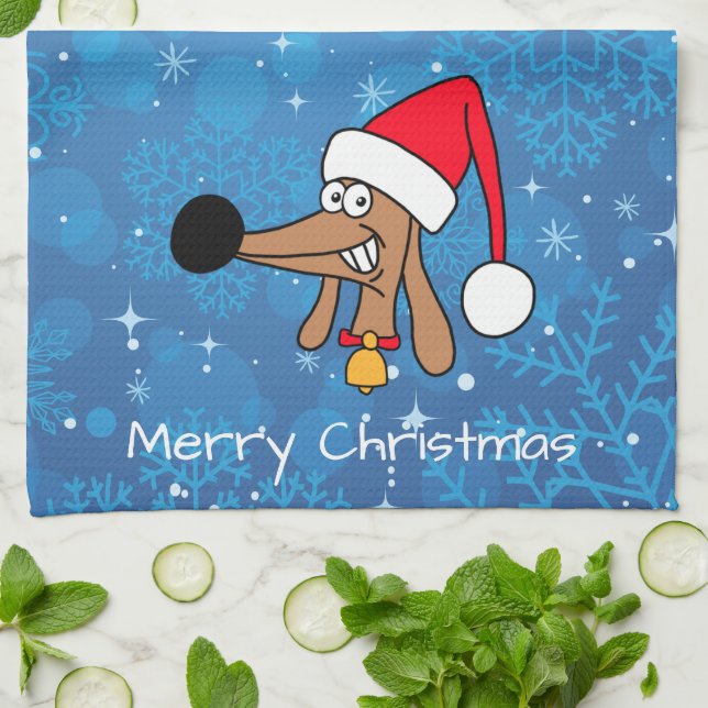 Paño De Cocina Navidades festivos Perro Dachshund (Doblado)