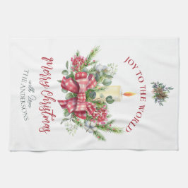 Paño De Cocina Navidades floral Alegría al mundo la vela arco