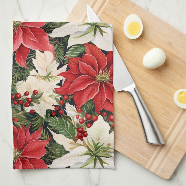 Paño De Cocina Navidades Flores (Doblado Cuarto)