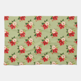Paño De Cocina Navidades Flores de Poinsettia en el feriado botán