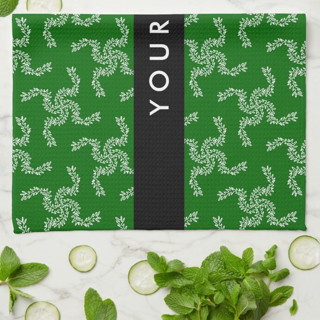 Paño De Cocina Navidades Garland, Green, Your name, Personalize (Doblado)