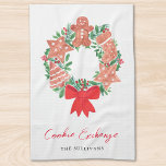 Paño De Cocina Navidades Gingerbread Holiday Cookie Exchange<br><div class="desc">¿Está planeando un intercambio de cookies? Esta linda toalla de cocina está decorada con una corona de galletas festivas de acuarela y una tipografía de escritura moderna. Personalizable fácil. Hay invitaciones y suministros de fiesta coincidentes en esta colección. Acuarela original © Michele Davies.</div>